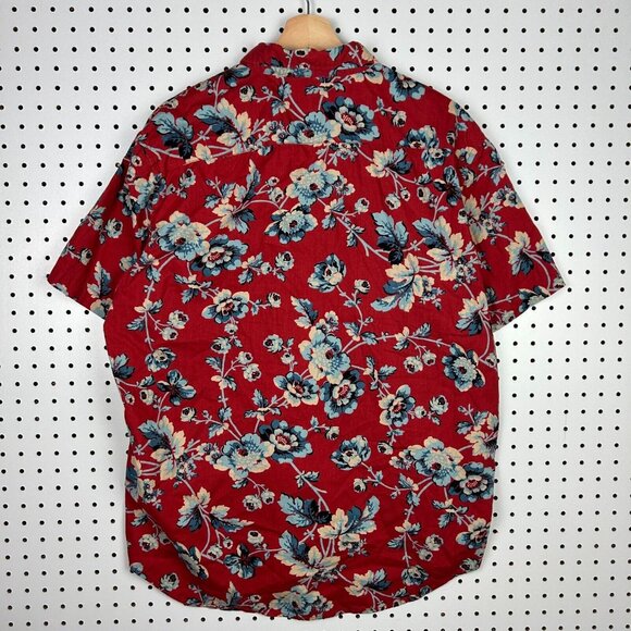 Polo Ralph Lauren Denim & Supply Men Large Floral Hawaiian Button Down Shirt Red - Picture 2 of 6
